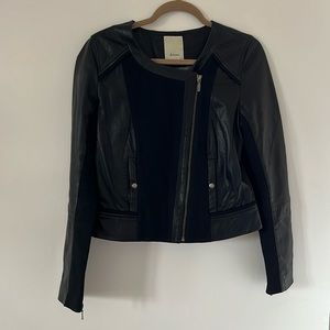 Anthropologie Elevenses Fosters Leather Jacket Moto Black